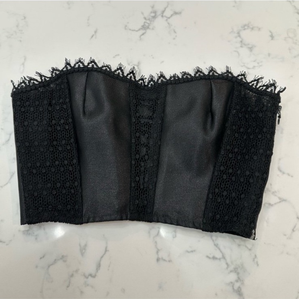 LA PERLA ALLURE Silk Signature Lace-up Corset Black Size 3B (36B)